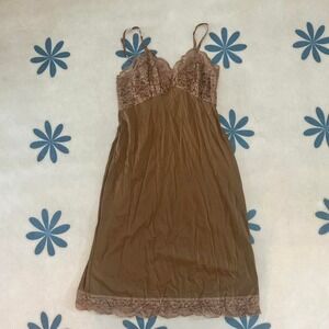 Vintage brown lace babydoll slip dress